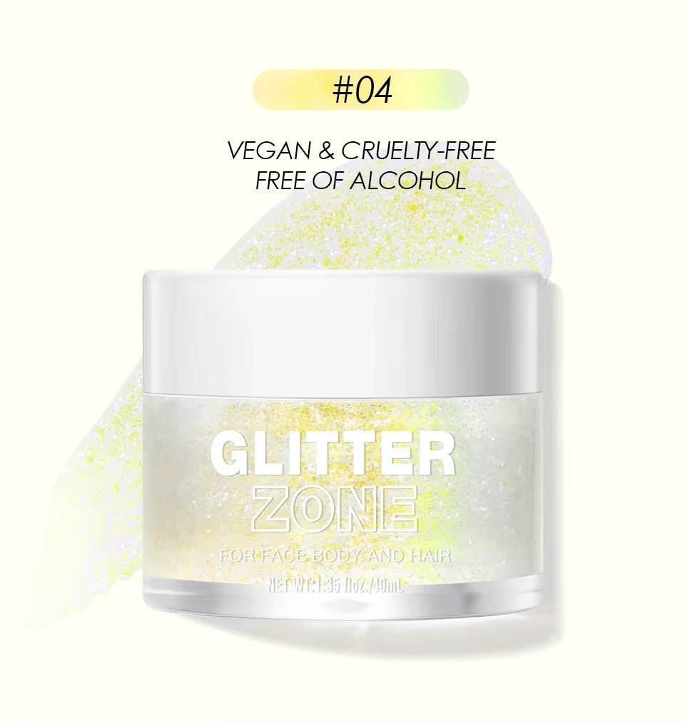 GlitterZone™ – Laser Glitter Gel for Face, Eyes, Hair, Nails & Body