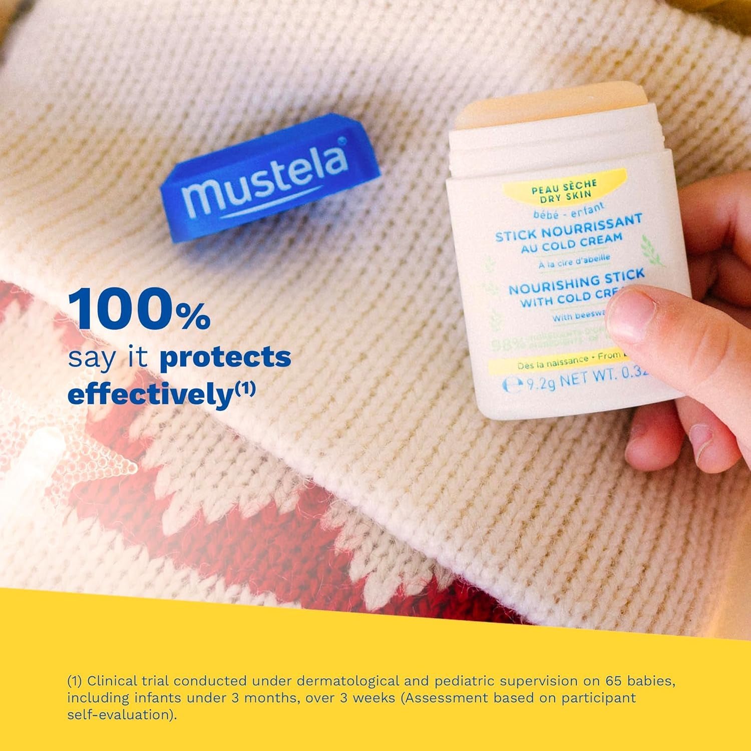 Mustela Baby urishing Stick - Lip & Face Moisturizer for Dry Skin - with Natural Avocado, Cold Cream & Beeswax - 0.32 Oz. - Packaging May Vary